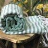 “Nature Green” – Luxe Stripe Towel | AIRDROP SoftTech™ | Handmade Elegance