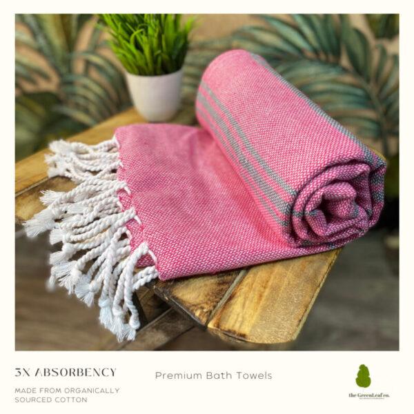Organic Cotton Bath Towels | Premium Turkish Towels || The Bengal Stripe - Combo Pack of 3