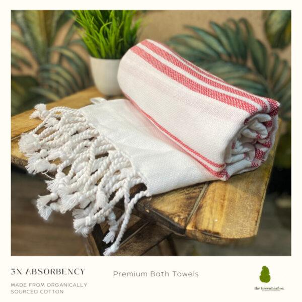 Organic Cotton Bath Towels | Premium Turkish Towels || The Bengal Stripe - Combo Pack of 3
