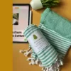 “Nature Green” – Luxe Stripe Towel | AIRDROP SoftTech™ | Handmade Elegance