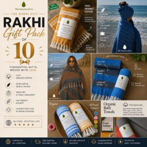 Premium Rakhi Gift Box | 10 Organic Cotton Bath Towels