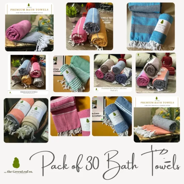 Pack-of-10 Organic Cotton Bath Towels | with AIRDROP Technology || Super Saver Pack of 30 Bath Towels |