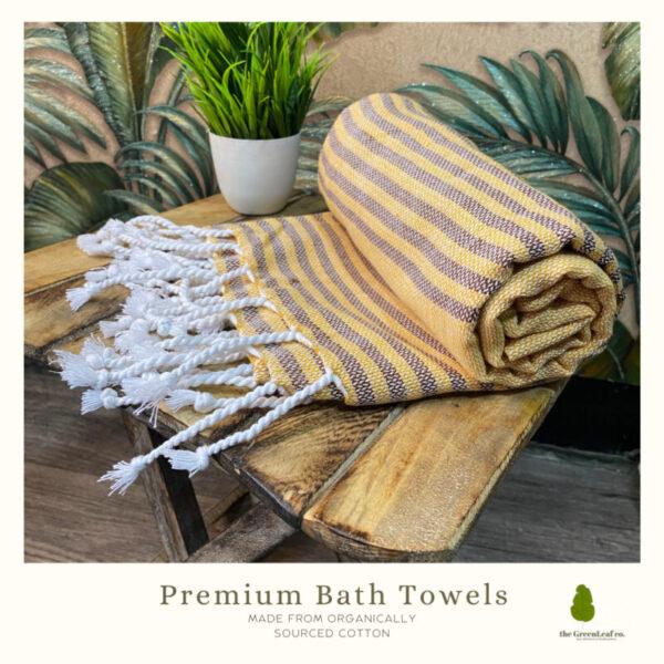 Organic Cotton Bath Towels | Premium Turkish Towels || The Bengal Stripe - Combo Pack of 3