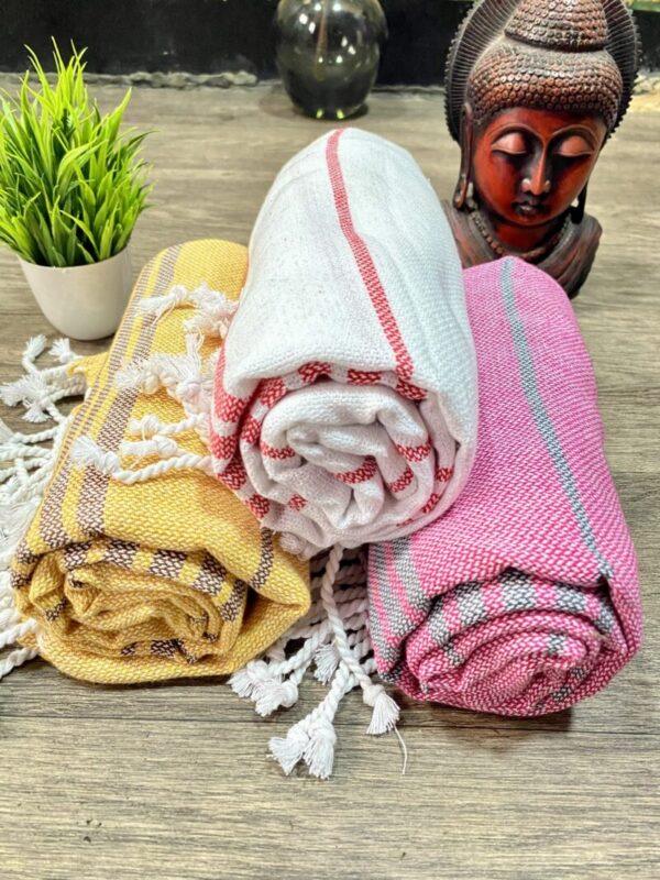 Organic Cotton Bath Towels | Premium Turkish Towels || The Bengal Stripe - Combo Pack of 3