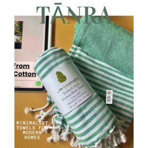 “Nature Green” – Luxe Stripe Towel | AIRDROP SoftTech™ | Handmade Elegance