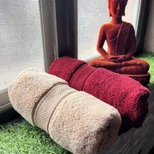Ultra Premium | Ultra Soft | Egyptian Cotton Hand/Face Towels with zero twist | ''Red Impacts'' - Pack of 2