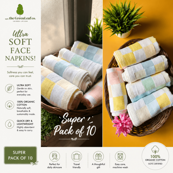 Ultra Soft Summer Face Napkins – Mixed Colours | Super Saver 'Pack of 10'
