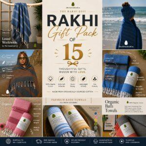 Luxury Rakhi Gift Collection | Pack of 15 Organic Bath Towels